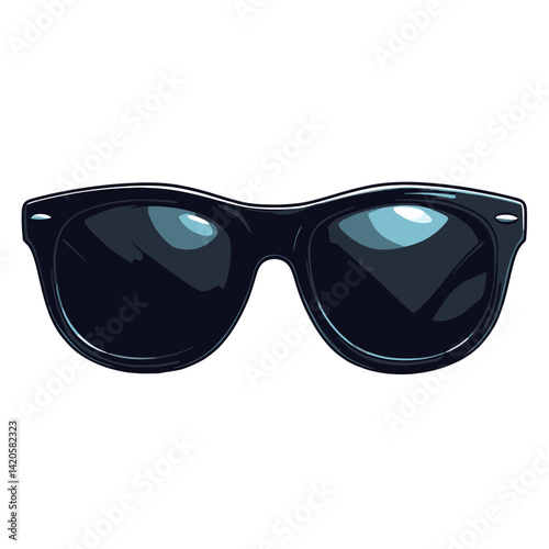 Stylish flat cartoon icon representing classic black sunglasses perfect for summertime fashion