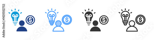 Entrepreneur icon set multiple style collection