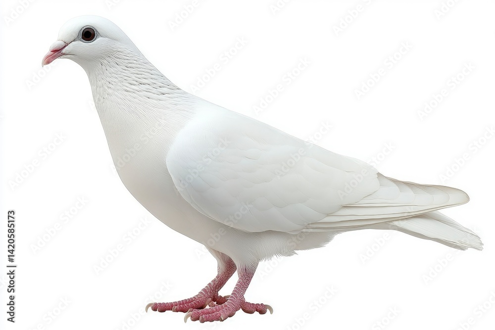 Obraz premium White Pigeon Standing on White Background