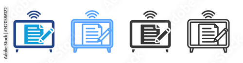 Television Scripts icon set multiple style collection