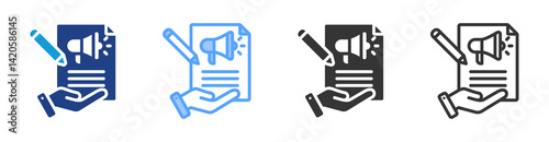 Copywriting Agency icon set multiple style collection