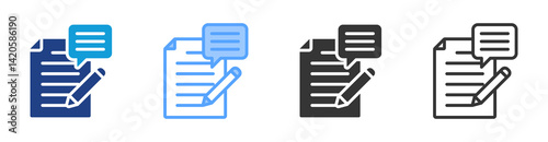 Speech Writing icon set multiple style collection