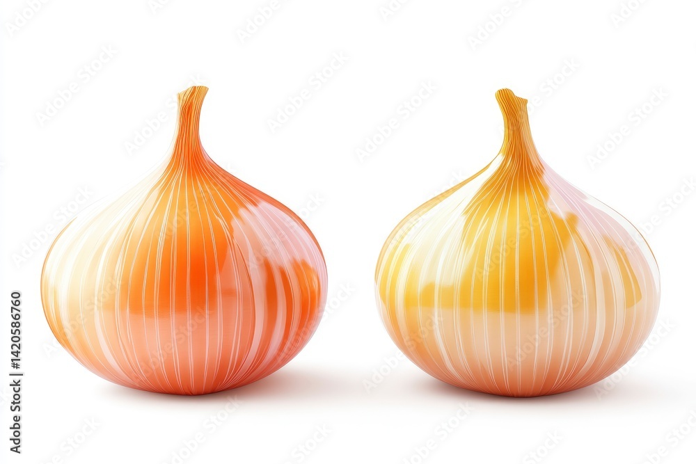 Obraz premium Two Onions Isolated on White Background