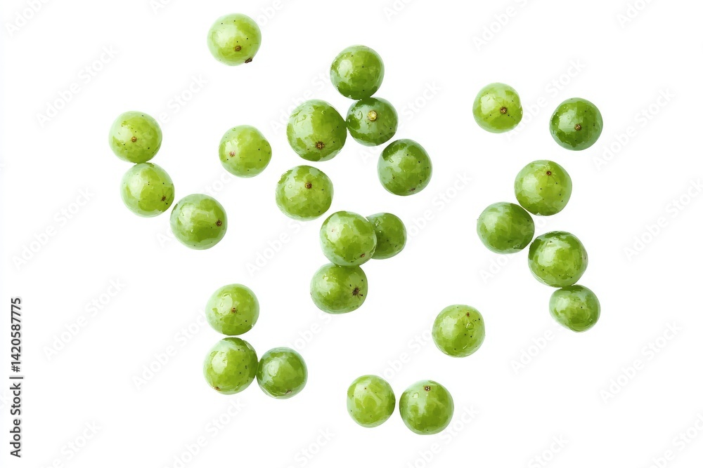 Scattered Green Gooseberry Fruits Scattered Green Gooseberry Fruits