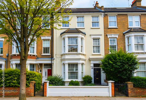 Row of terraced houses in Muswell Hill in North London, UK