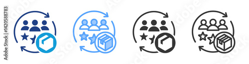 Customer Creation icon set multiple style collection