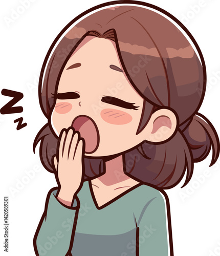 あくびをする女性のイラスト
