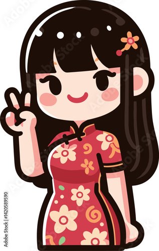 チャイナ服の女性のアイコン