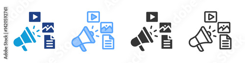 Content Marketing icon set multiple style collection