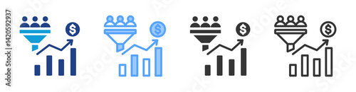 Conversion Rate icon set multiple style collection