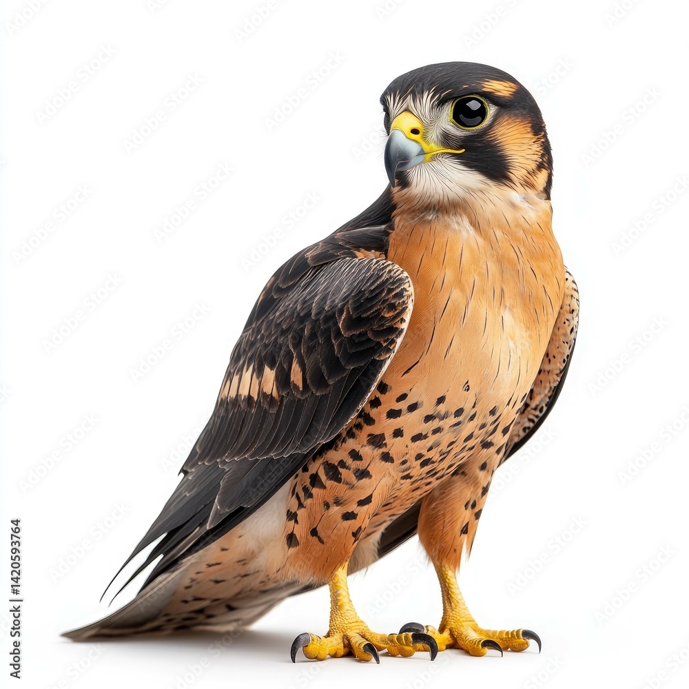Obraz premium Majestic Falcon: A Stunning Portrait of a Bird of Prey in Flight