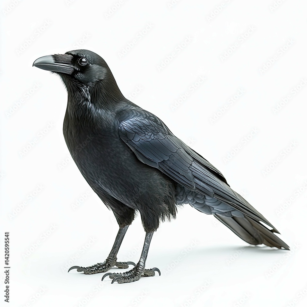 Obraz premium Majestic Raven: A Close-Up Portrait of a Black Bird in Elegant Pose