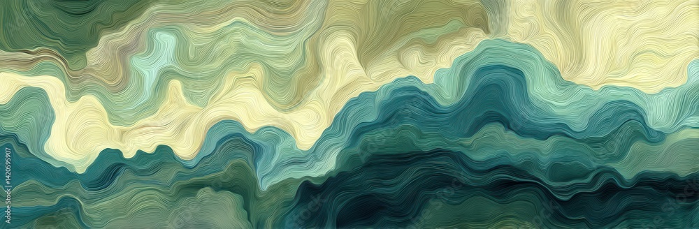 Abstract background, with waves of soft colors in shades of green and blue with beige tones Abstract background, with waves of soft colors in shades of green and blue with beige tones