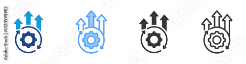 Continuous Improvement icon set multiple style collection