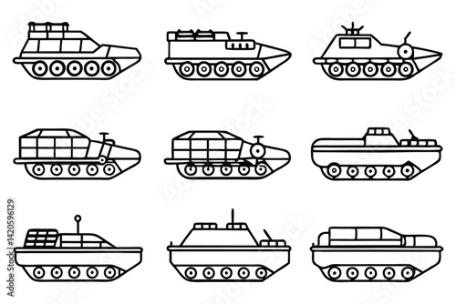set of hydra amphibious vehicle designs
