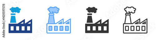 Industrial Real Estate icon set multiple style collection