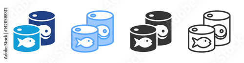 Canned Food icon set multiple style collection