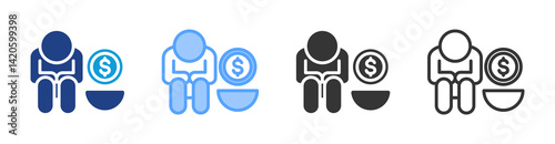 Including Poverty icon set multiple style collection