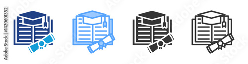 Academic icon set multiple style collection