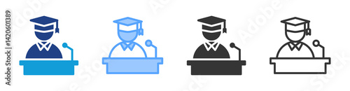 University President icon set multiple style collection
