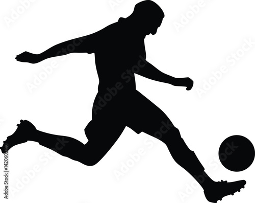 Soccer Silhouette: A dynamic silhouette of a soccer player mid-kick, showcasing power, agility, and the thrill of the game.