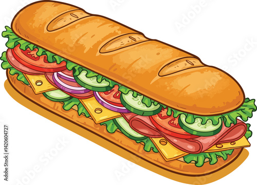 Delicious Submarine Sandwich Illustration