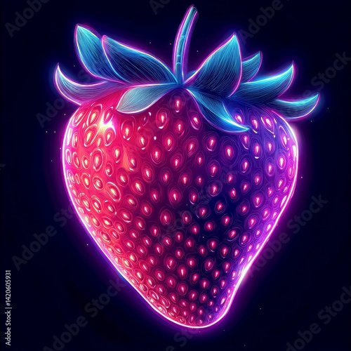 Neon Strawberry: A Glowing Delight of Summer Fruit