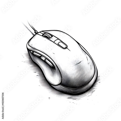 Sketch of a wired computer mouse