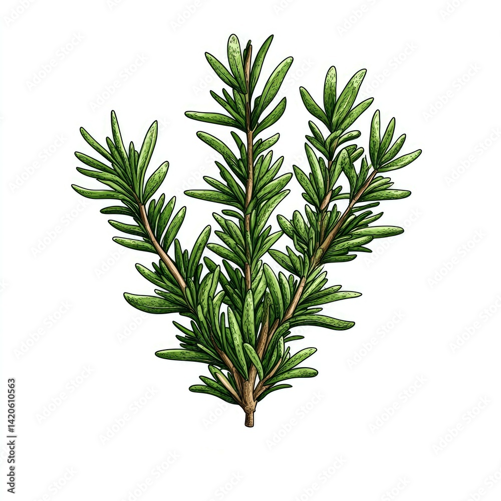 Obraz premium Rosemary Herb: A Detailed Botanical Illustration