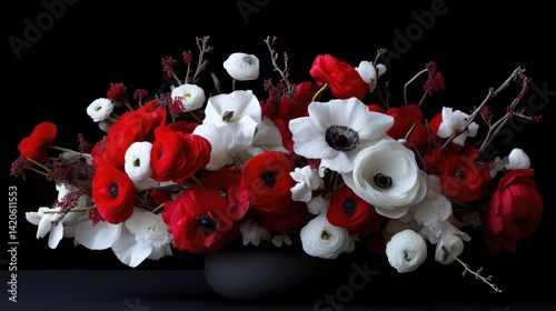 Bold floral arrangement in red and white