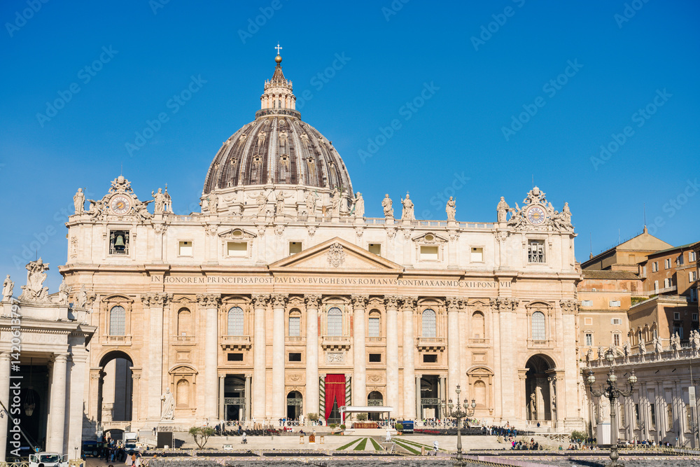 Saint Peter Basilica in Vatican City,Rome, Italy with beautiful clear blue sky