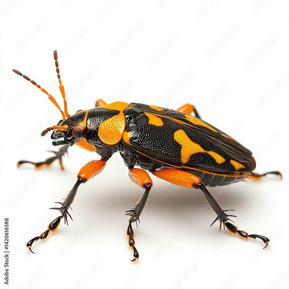 Striking Black and Orange Beetle: A Close-Up Macro Photograph Striking Black and Orange Beetle: A Close-Up Macro Photograph