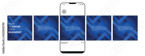 Business carousel post template for advertising, Set of carousel post for Instagram and LinkedIn, Editable social media carousel layout, template eps 10.