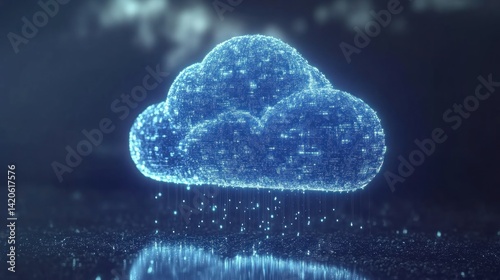 Abstract digital cloud illustration with rain effect.