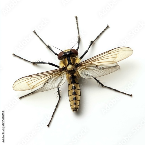 Striped Insect Closeup: Detailed Macro Photography of a Unique Fly Species