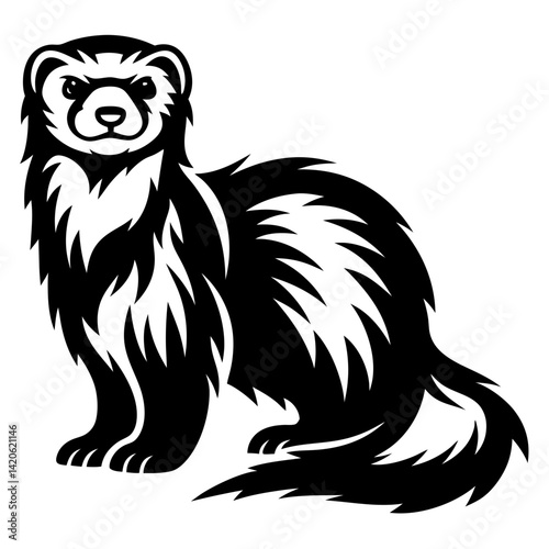 Wallpaper Mural Stylized black and white vector illustration of a cute looking ferret Torontodigital.ca