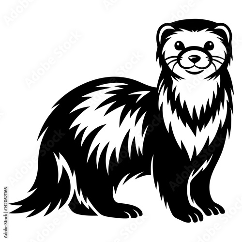 Wallpaper Mural Stylized Illustration of a Ferret Standing, Featuring Contrasting Black and White Colors Torontodigital.ca