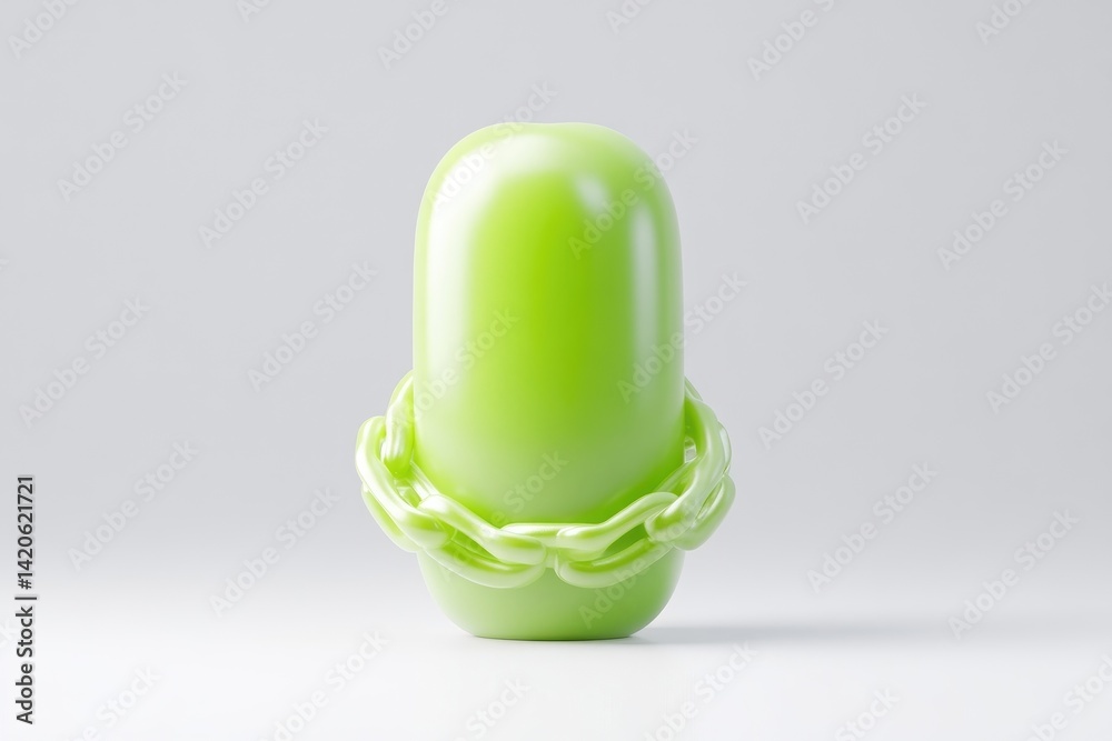 Abstract lime green capsule with chained base Abstract lime green capsule with chained base
