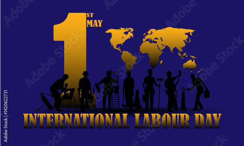 Happy International labor day in background vector illustration