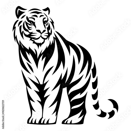 Wallpaper Mural Majestic Tiger Standing Tall With Bold Black and White Striped Design Torontodigital.ca