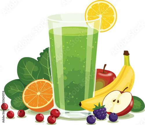 Healthy Green Smoothie with Fruits