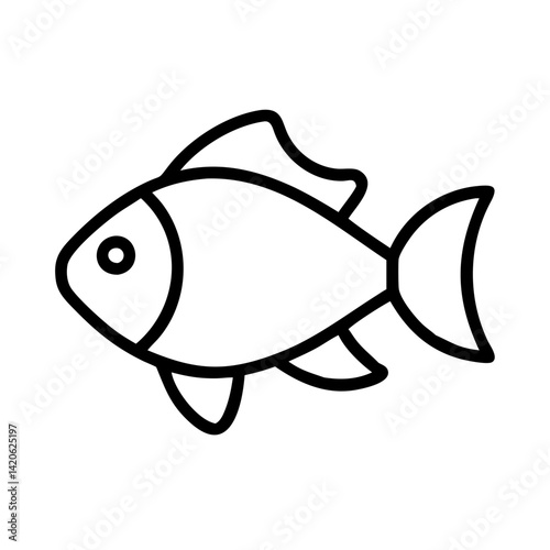 aquarium fish line drawn outline vector art - illustration aquarium fish, isolated transparent background