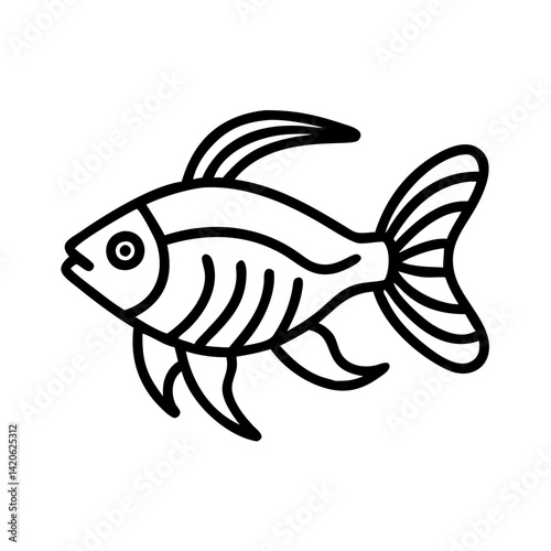 bolivian ram fish  line drawn outline vector art - illustration bolivian ram fish, isolated transparent background