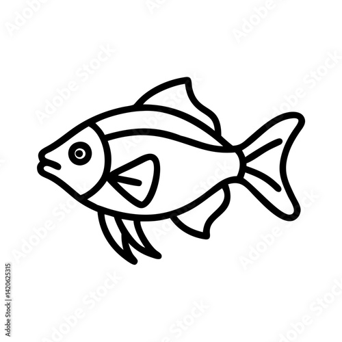 bolivian ram fish line drawn outline vector art - illustration bolivian ram fish, isolated transparent background