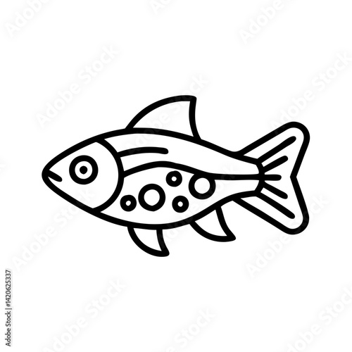 celestial pearl danio fish line drawn outline vector art - illustration celestial pearl danio fish, isolated transparent background