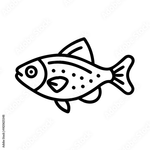 celestial pearl danio fish line drawn outline vector art - illustration celestial pearl danio fish, isolated transparent background