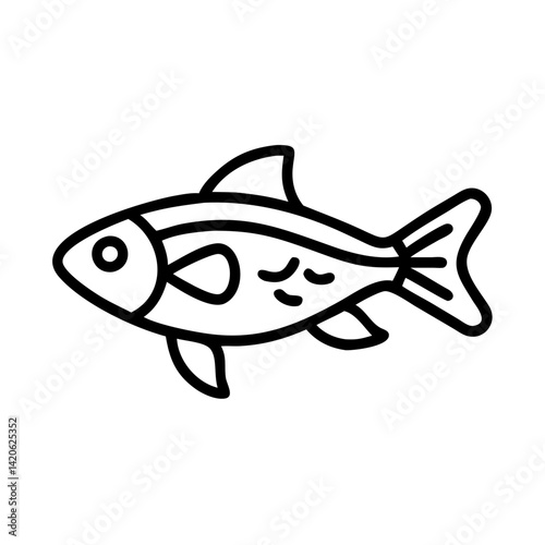 celestial pearl danio fish line drawn outline vector art - illustration celestial pearl danio fish, isolated transparent background