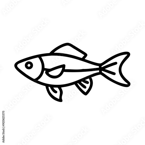 celestial pearl danio fish line drawn outline vector art - illustration celestial pearl danio fish, isolated transparent background