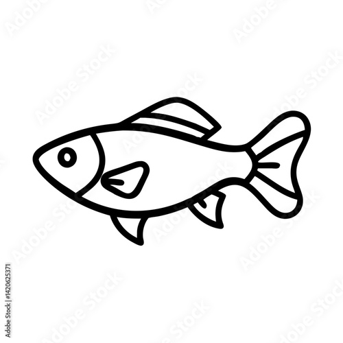 celestial pearl danio fish line drawn outline vector art - illustration celestial pearl danio fish, isolated transparent background