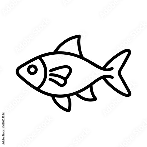 cherry barb  fish line drawn outline vector art - illustration cherry barb  fish, isolated transparent background